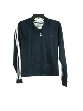 Nike Jacket Boys M 8-10 Kids Navy Blue Hoodie Windbreaker Coat Logo Zipper Hood